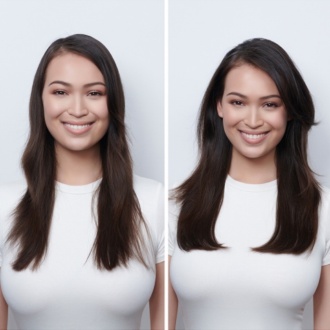 Moroccanoil Pena za Volumen kose i Root Boost pre i posle