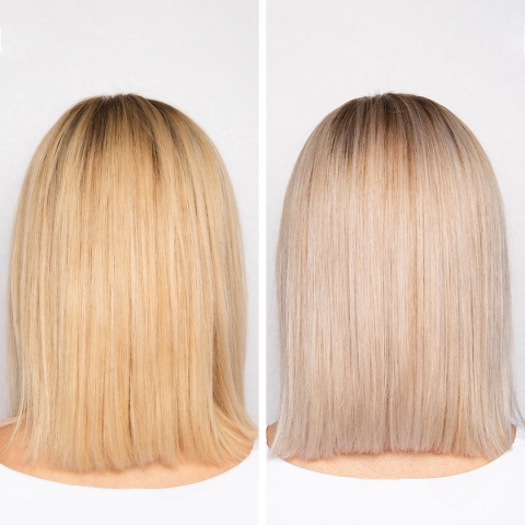 Moroccanoil ljubičasti šampon pre i posle copy