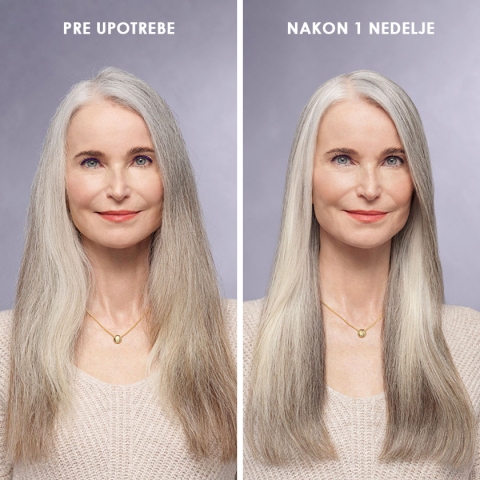 Moroccanoil purple ulje za sedu kosu pre i posle